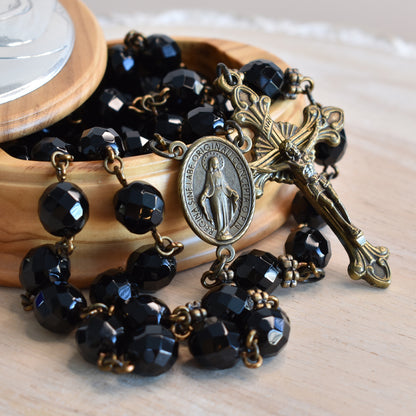 Vintage Bronze and Black Rosary