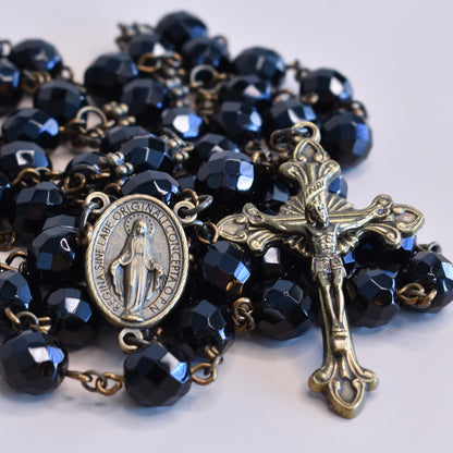 Vintage Bronze and Black Rosary