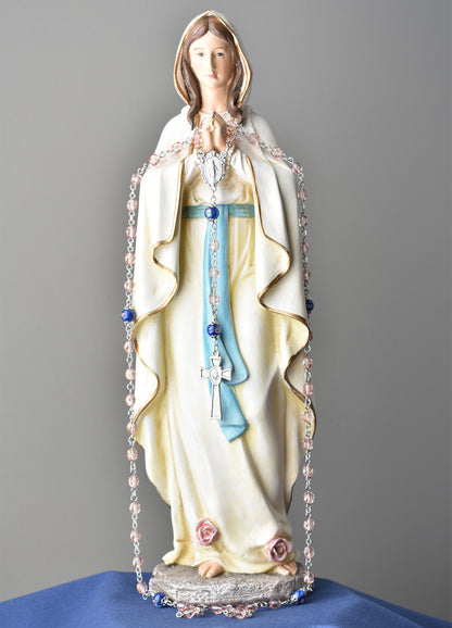 Blush and Blue Rosette 1st Communion Rosary