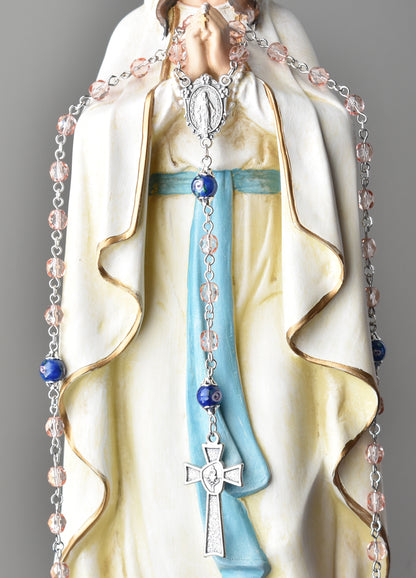 Blush and Blue Rosette 1st Communion Rosary
