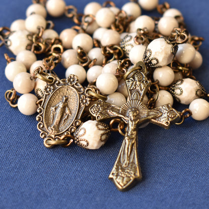 Vintage Bronze and Riverstone Rosary