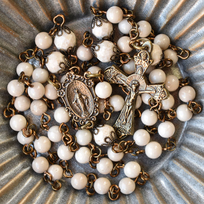 Vintage Bronze and Riverstone Rosary