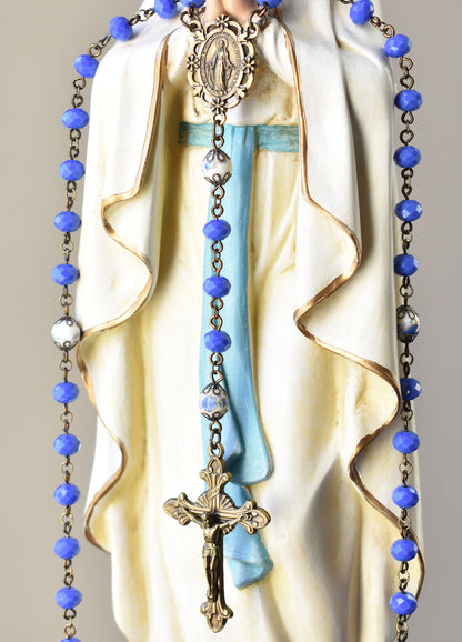 Boldly Blue and Floral Rosary