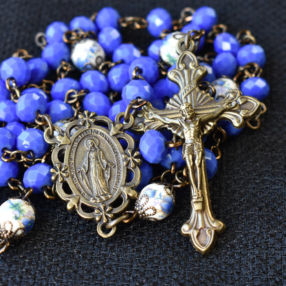 Boldly Blue and Floral Rosary