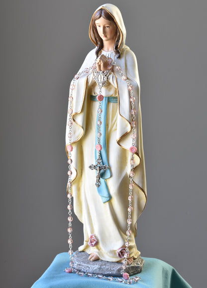 Pink Glass Flower Rosary