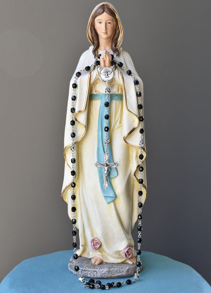 Black Floral Confirmation Rosary