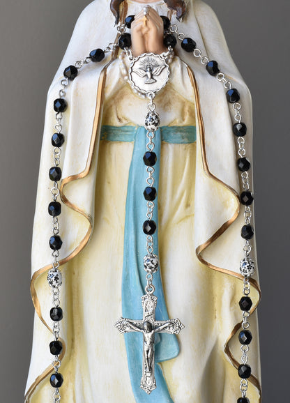 Black Floral Confirmation Rosary