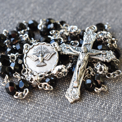 Black Floral Confirmation Rosary