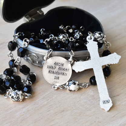 Black Floral Confirmation Rosary
