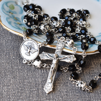 Black Floral Confirmation Rosary