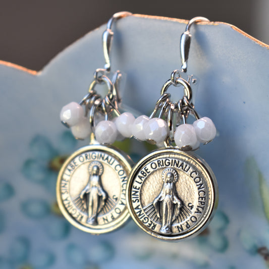 Our Lady Earrings, White