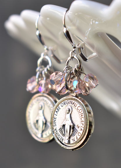 Our Lady Earrings, Light Pink