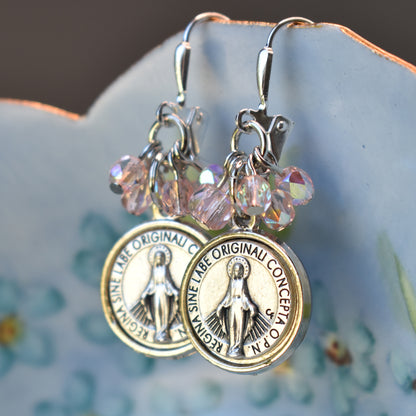 Our Lady Earrings, Light Pink