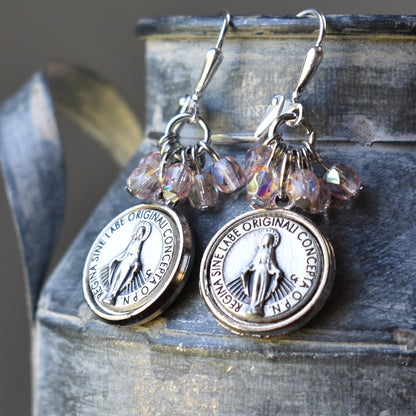 Our Lady Earrings, Light Pink