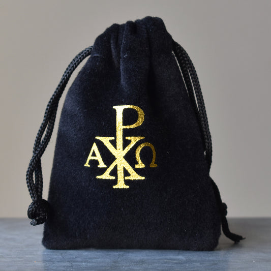 Black Velvet Chi Rho Rosary Bag
