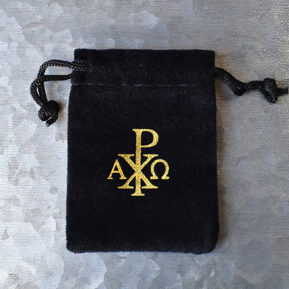 Black Velvet Chi Rho Rosary Bag