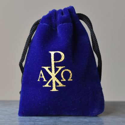 Blue Velvet Chi Rho Rosary Bag