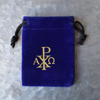 Blue Velvet Chi Rho Rosary Bag