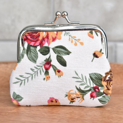 White Floral Rosary Bag, Kiss Clasp