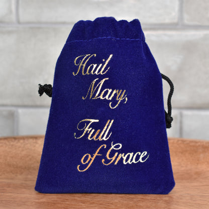 Blue Velvet Hail Mary Rosary Bag