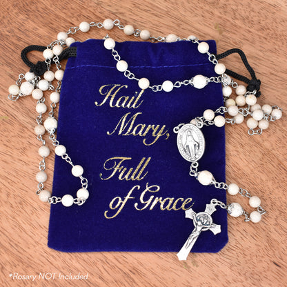 Blue Velvet Hail Mary Rosary Bag