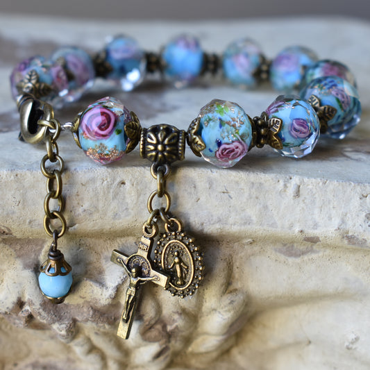 Vintage Marian Rose Rosary Bracelet