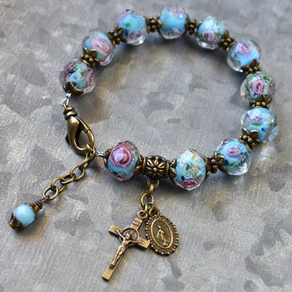 Vintage Marian Rose Rosary Bracelet
