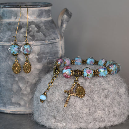 Vintage Marian Rose Rosary Bracelet