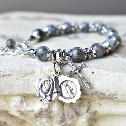 Labradorite Locket Rosary Bracelet