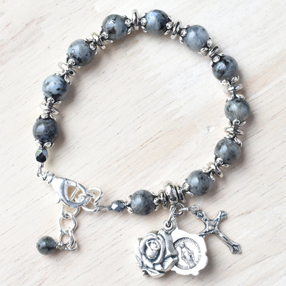 Labradorite Locket Rosary Bracelet
