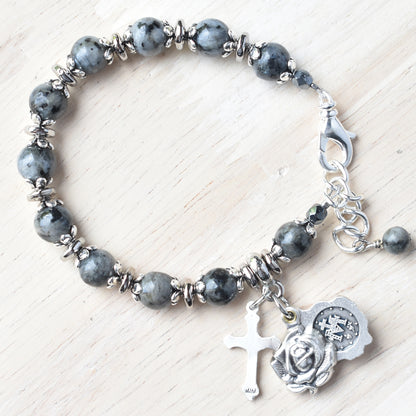 Labradorite Locket Rosary Bracelet
