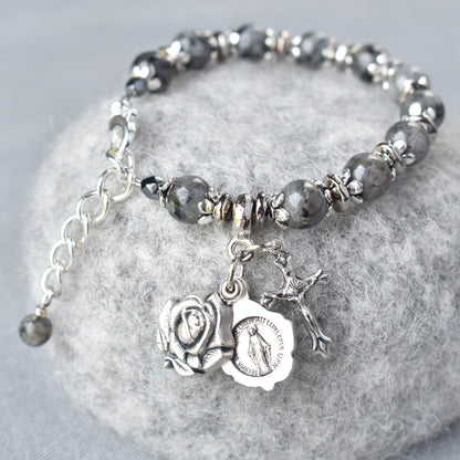 Labradorite Locket Rosary Bracelet