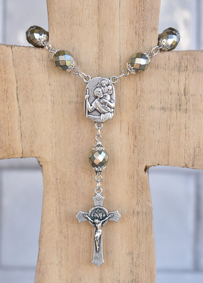 Rearview Rosary™ St. Christopher, Carmen Gold