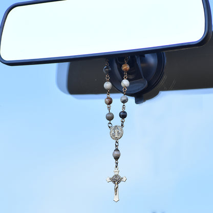 Rearview Rosary™ Picasso Jasper, Vintage Bronze