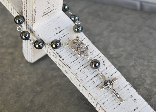 Rearview Rosary™ St. Christopher, Hematite